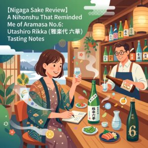 ai thumbnail illustration Nigatga Sake Review A Nihonshu That Reminded Me of Aramasa No.6 Utashiro Rikka 雅楽代 六華 Tasting Notes 1787880427